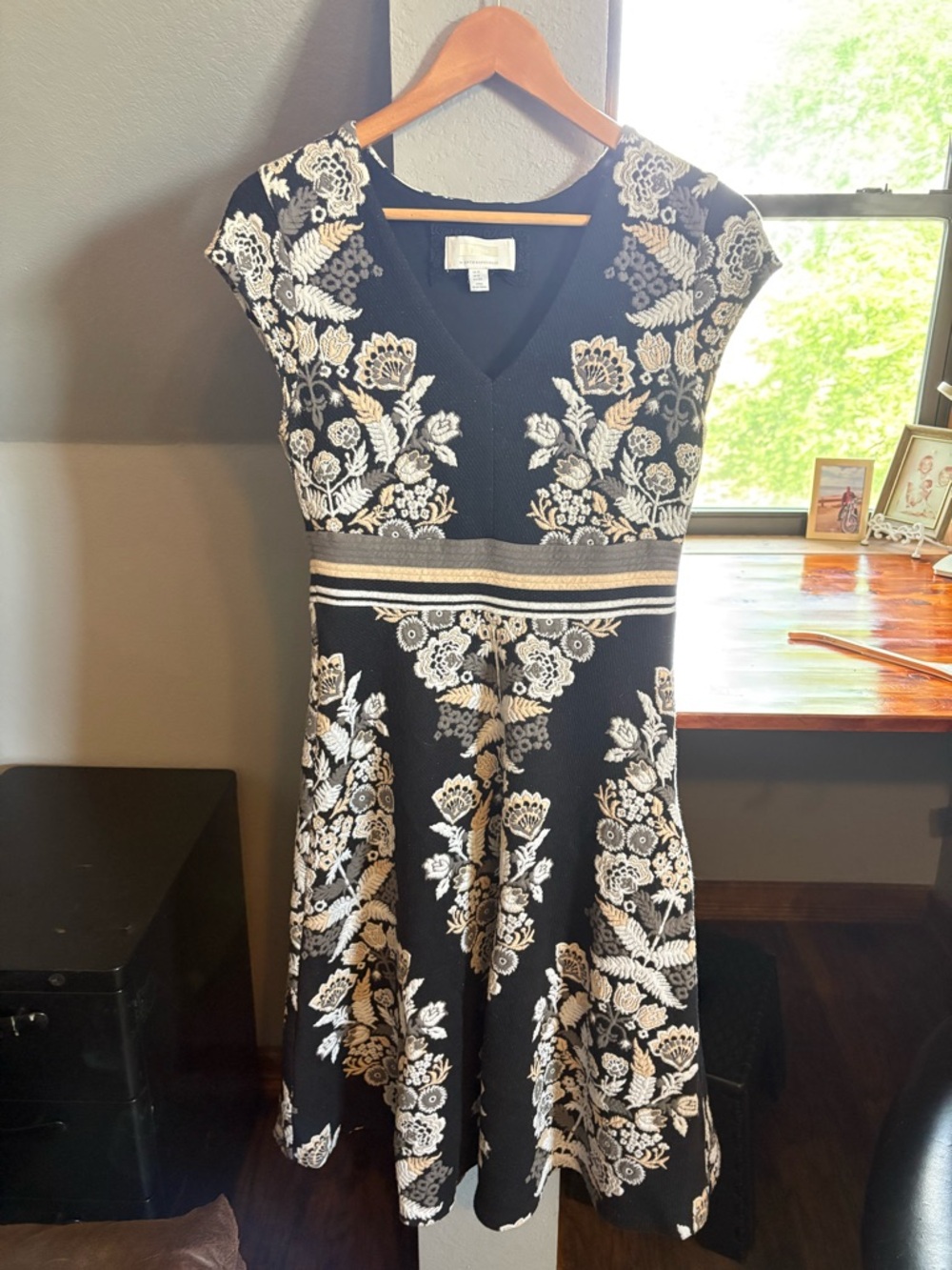 Anthropologie Floral Fit-and-Flare Dress with Gorgeous Embroidery